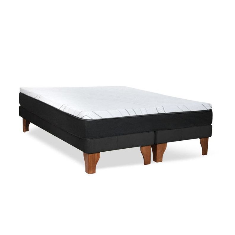 Cama Europea 2 Plazas Zen Pro 150x200 Cm Tela Negro-3