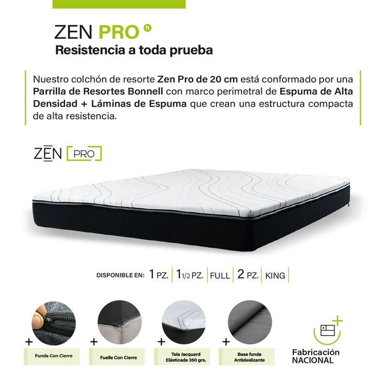 Cama Europea 2 Plazas Zen Pro 150x200 Cm Tela Negro-4