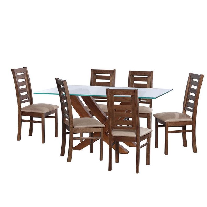 Juego De Comedor Alicante 6 Sillas Murcia  Cuero Kentucky  Beige-0