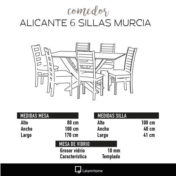 Juego De Comedor Alicante 6 Sillas Murcia  Cuero Kentucky  Beige-4