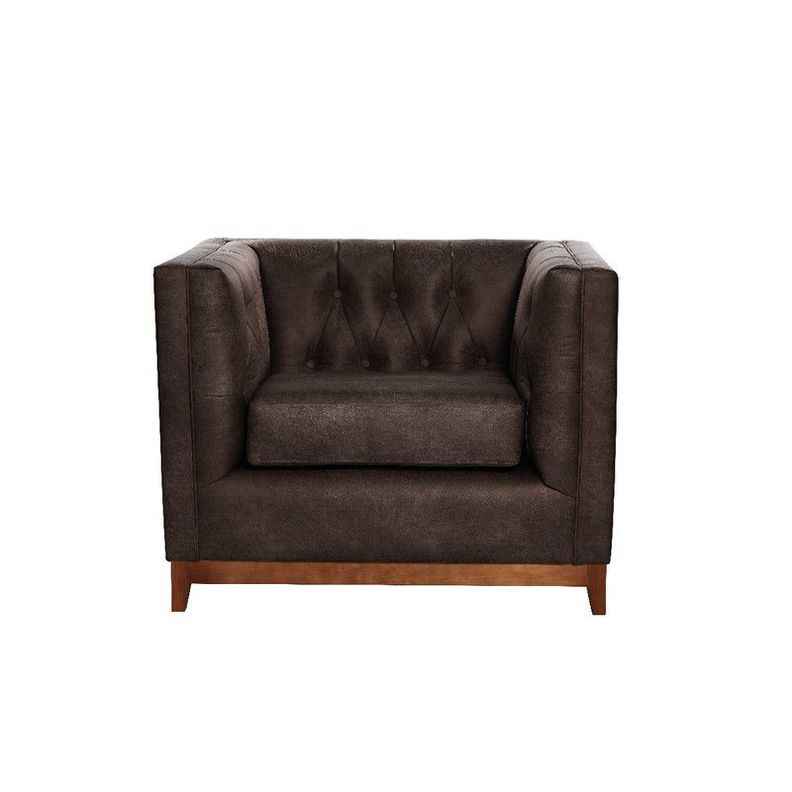 Sofa Roma 1 Cuerpo Capitoné Cuero Colorado Marron-0