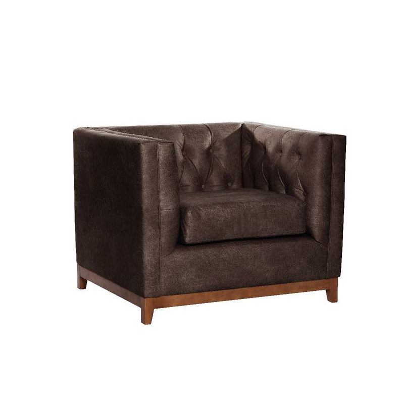 Sofa Roma 1 Cuerpo Capitoné Cuero Colorado Marron-1