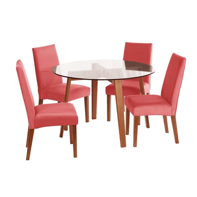 Juego De Comedor Valencia S/Cadiz Tela Palo Rosa-0
