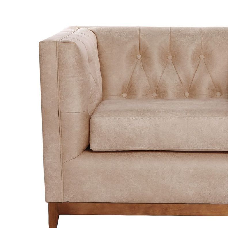 Sofa Roma 3 Cuerpos Capitoné Cuero Colorado Beige-2