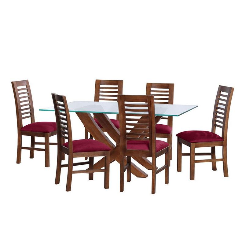 Juego De Comedor Alicante 6 Sillas Salamanca Tela Velvet Burdeo-0