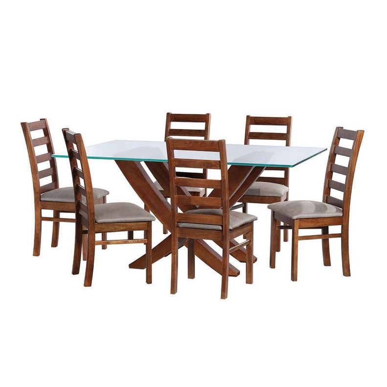 Juego De Comedor Alicante 6 Sillas Burgos Cuero Kentucky Gris-0