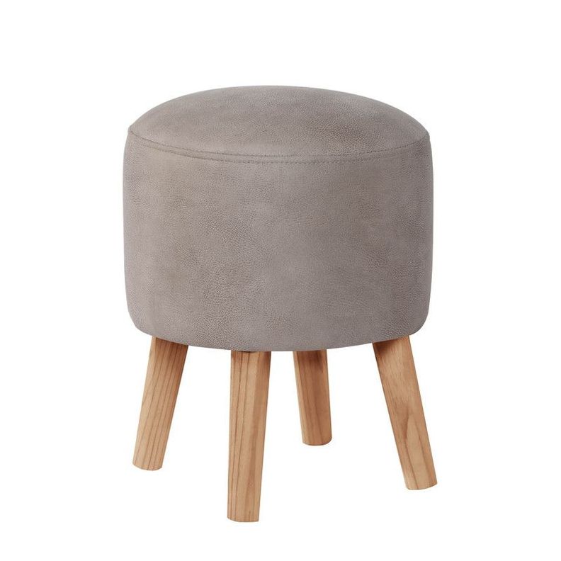 Pouf Nantes  Cuero Kentucky Gris-0