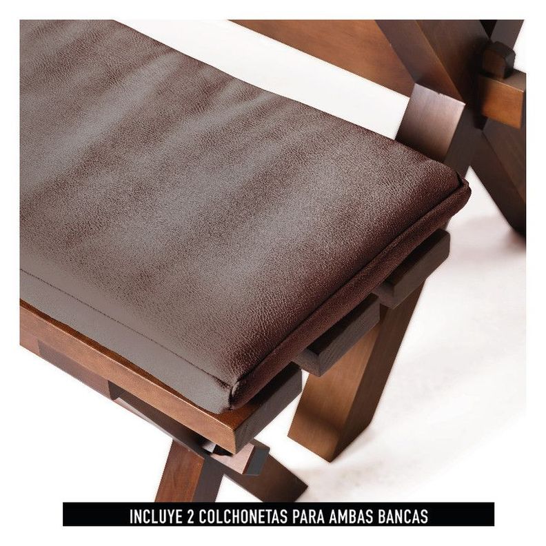 Juego De Comedor Sevilla 2 Sillas Girona + 2 Bancas Cuero Kentucky Café Moro-5
