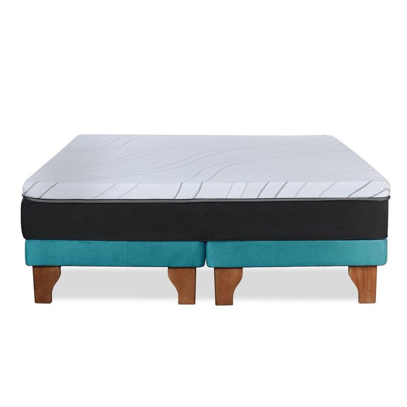 CAMA ZEN TOP SPRING  SOFT TELA TURQUESA SUPER KING-1