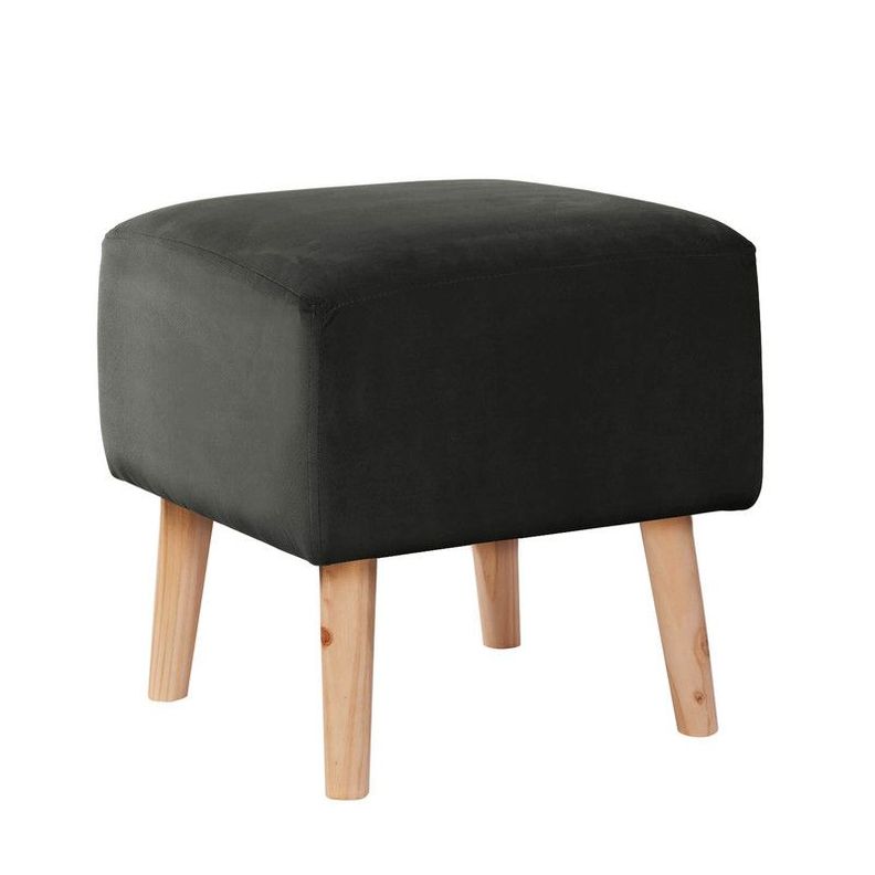 Pouf Burdeos Tela Velvet Negro-0