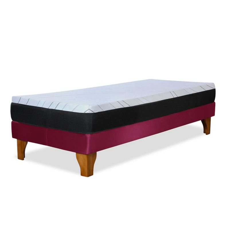 Cama Europea Zen Pro 1.5 Pza Tela Velvet Burdeo-1