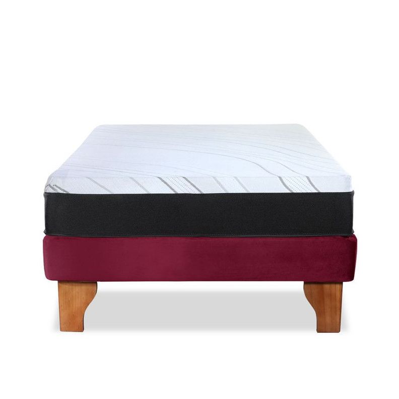 Cama Europea Zen Pro 1.5 Pza Tela Velvet Burdeo-2