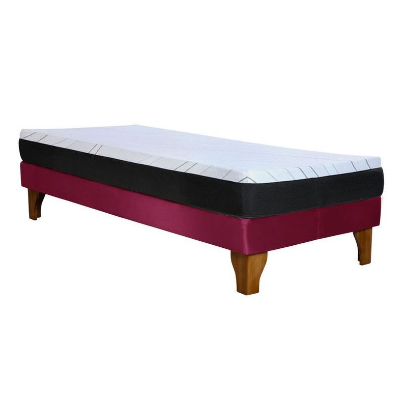 Cama Europea Zen Pro 1.5 Pza Tela Velvet Burdeo-3