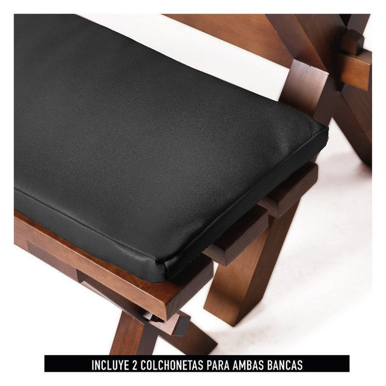 Juego De Comedor Sevilla 2 Sillas Segovia + 2 Bancas Pu Negro-5