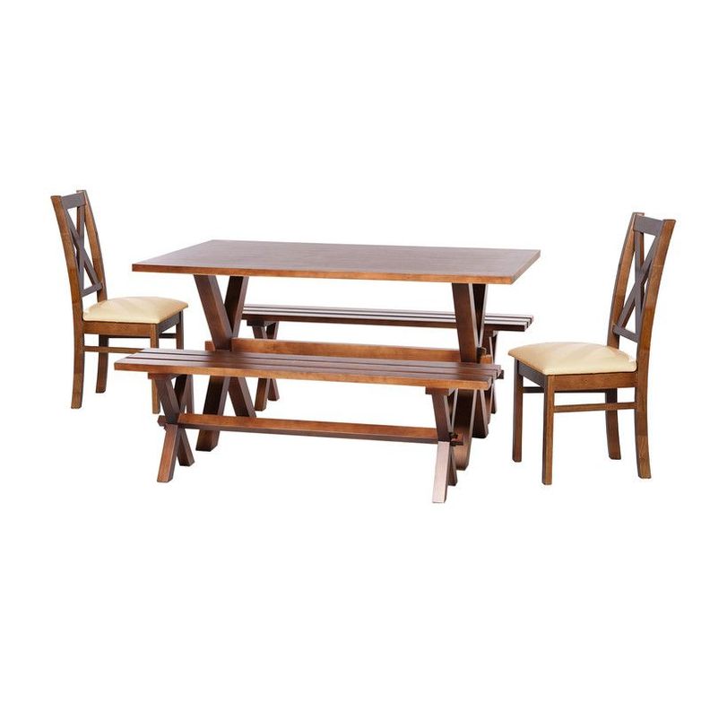 Juego De Comedor Sevilla 2 Sillas Segovia + 2 Bancas Pu Beige-0