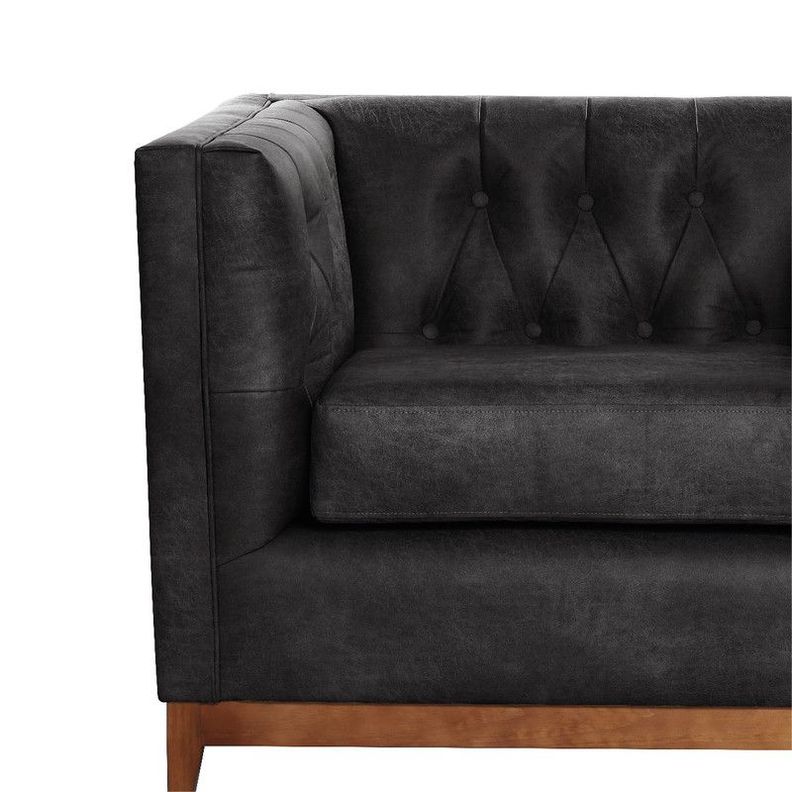 Sofa Roma 2 Cuerpos Capitoné Cuero Colorado Negro-2