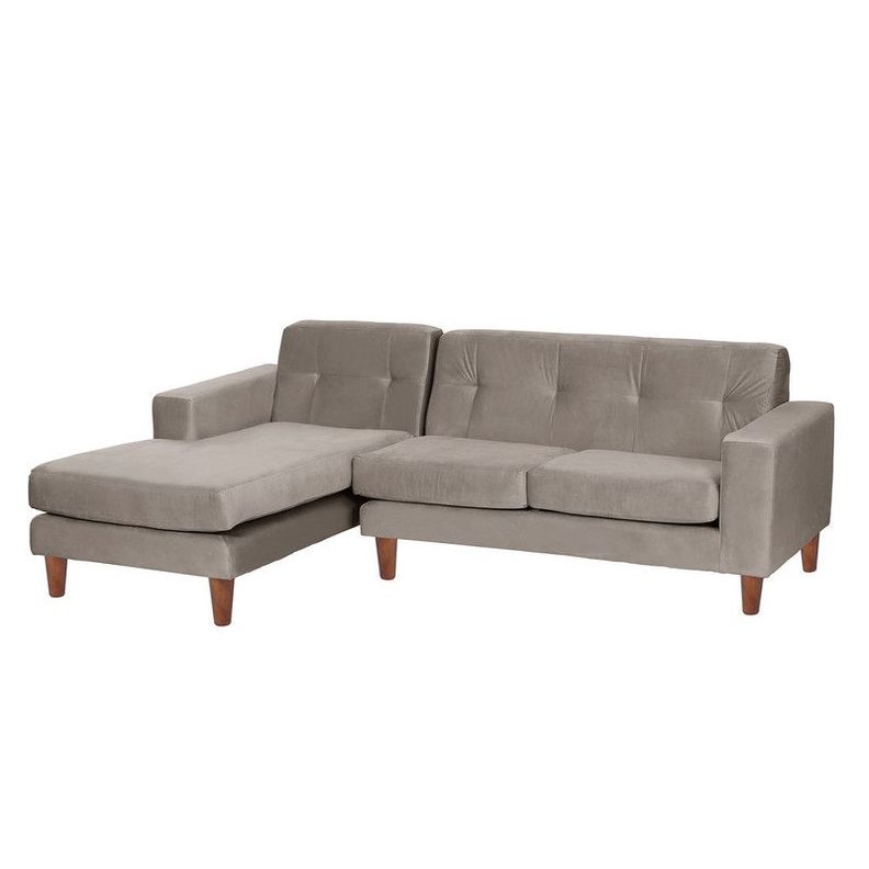 Sofa Chaiselong Izq Salerno Tela  Velvet  Gris-1