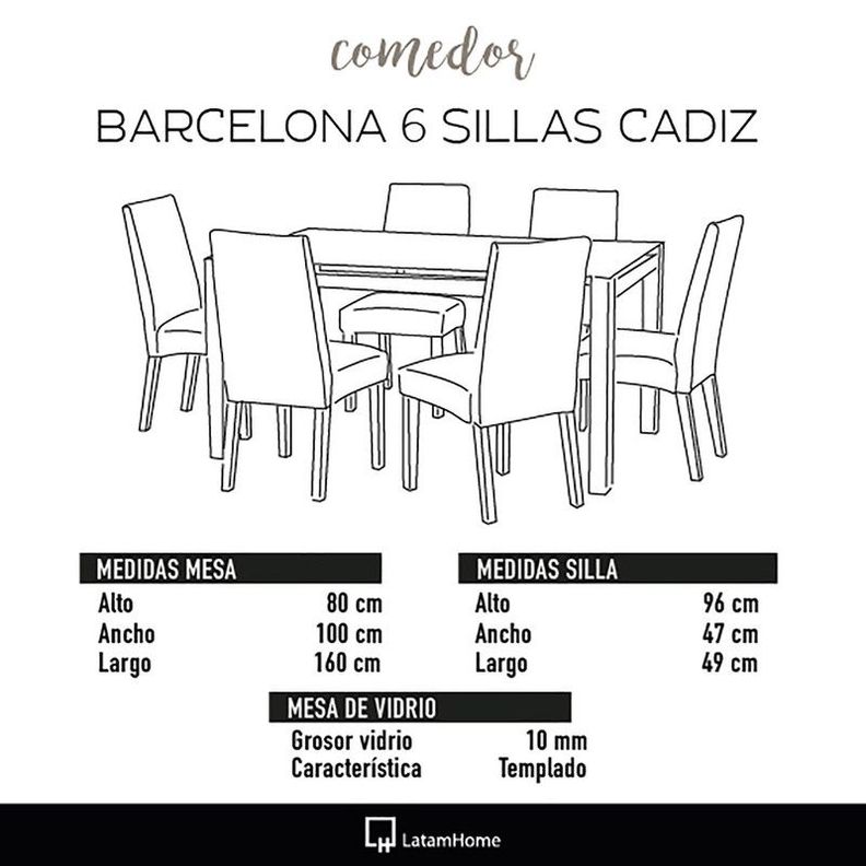 Juego De Comedor Barcelona 1600X1000 S/Cadiz Tela Azul Petroleo-3