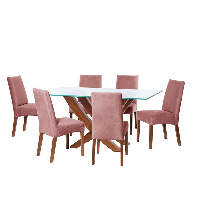 Juego De Comedor Alicante 6 Sillas Cadiz Tela Velvet Palo Rosa-0
