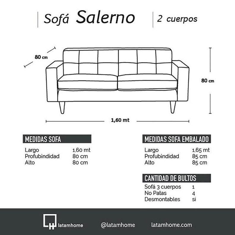 Sofa Salerno 2C Tela  Velvet  Gris-3