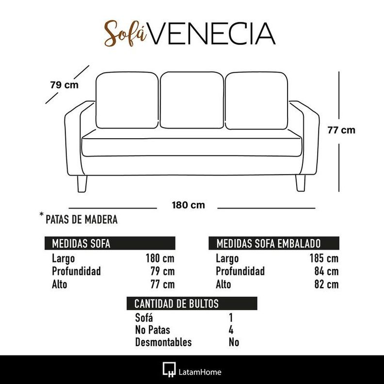 SOFA VENECIA 3C TELA VELVET BEIGE-3