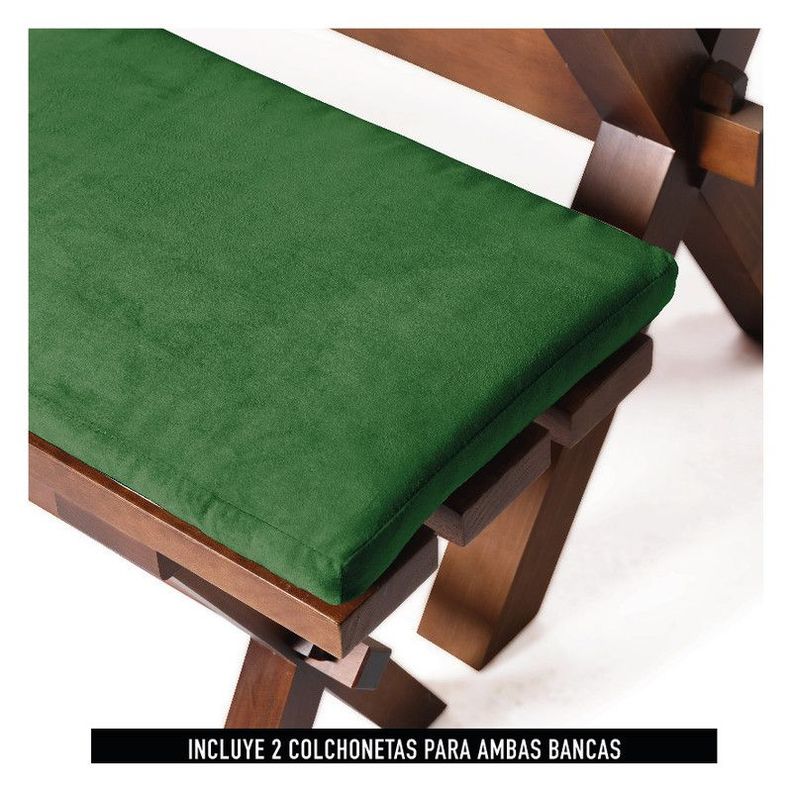 Juego De Comedor Sevilla 2 Sillas Murcia + 2 Bancas Tela Velvet Verde-5