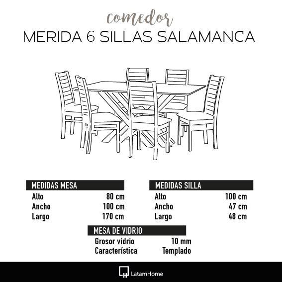 Juego De Comedor Merida 6 Sillas Salamanca Pu Negro-4