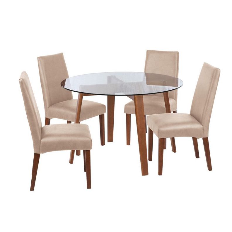 Juego De Comedor Valencia S/Cadiz Cuero Beige-0