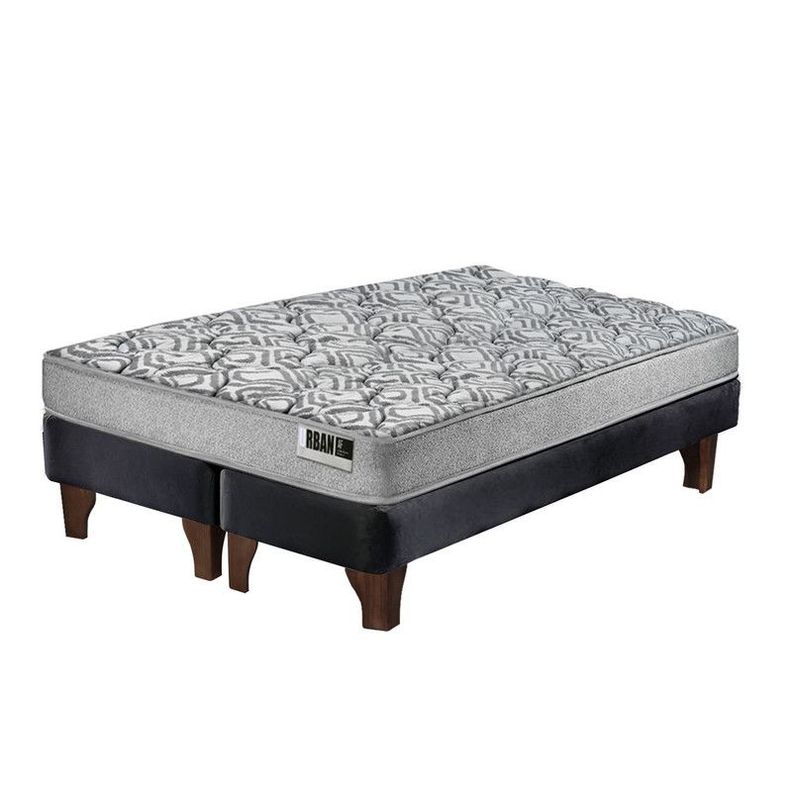 Cama Europea Cannon Zen Urban 2 Plazas Tela Negro-1