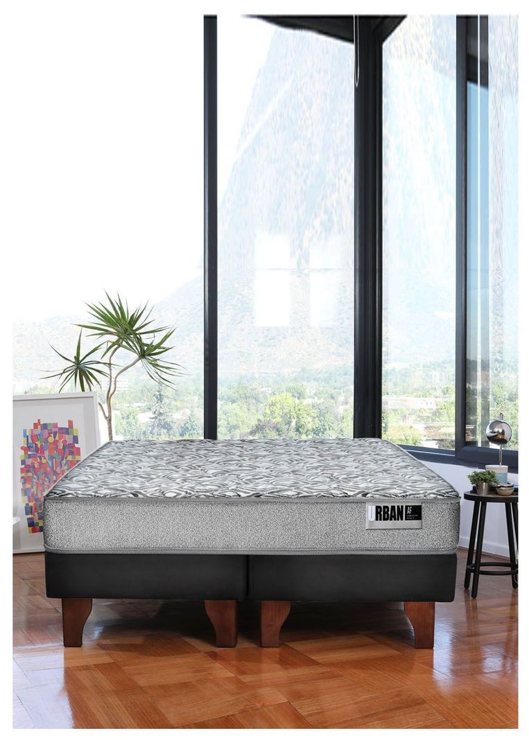 Cama Europea Cannon Zen Urban 2 Plazas Tela Negro-0