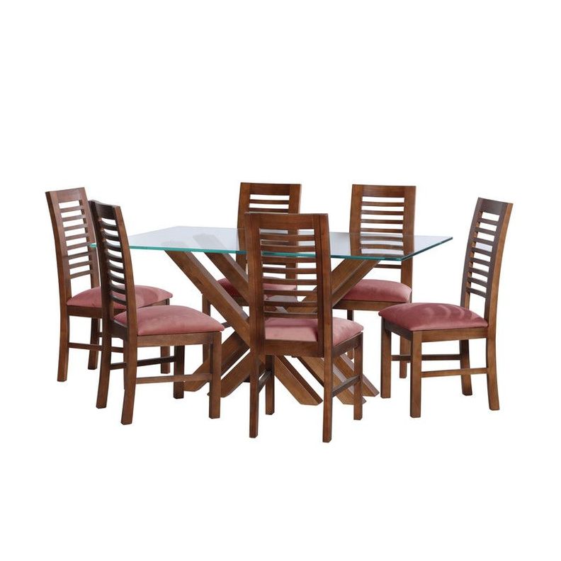 Juego De Comedor Merida 6 Sillas Salamanca Tela Velvet Palo Rosa-0