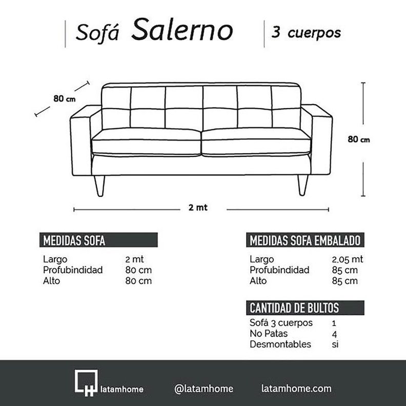 Sofa Salerno 3C Tela  Velvet  Gris-3