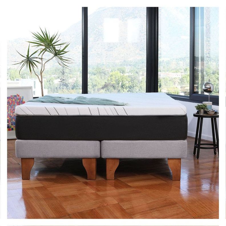 Cama Zen Top Spring  Visco Lino Gris Claro 2Pza-0