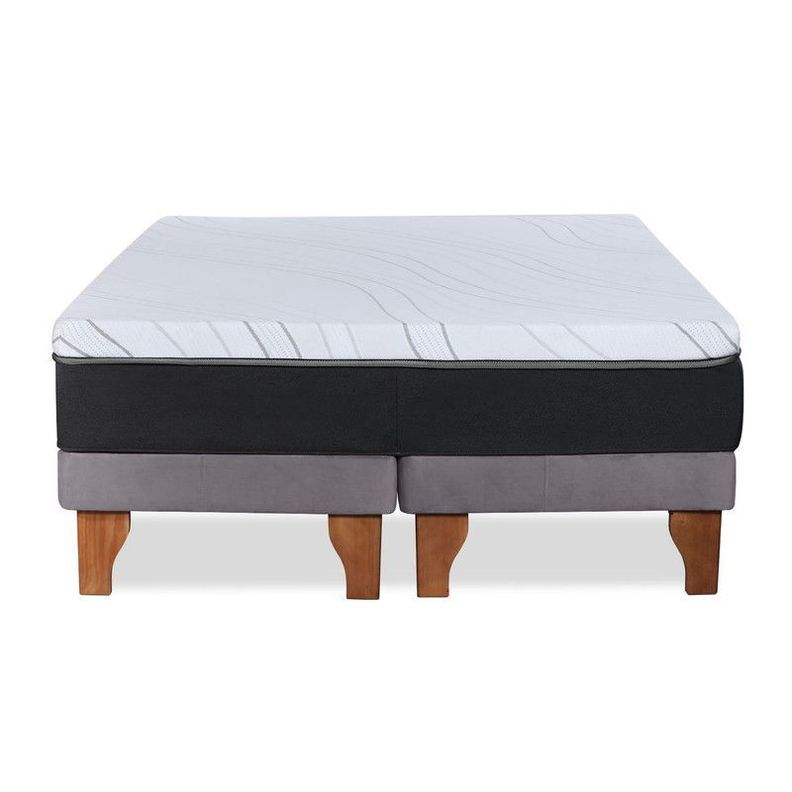 CAMA ZEN TOP SPRING  VISCO TELA GRIS 2PZA-2