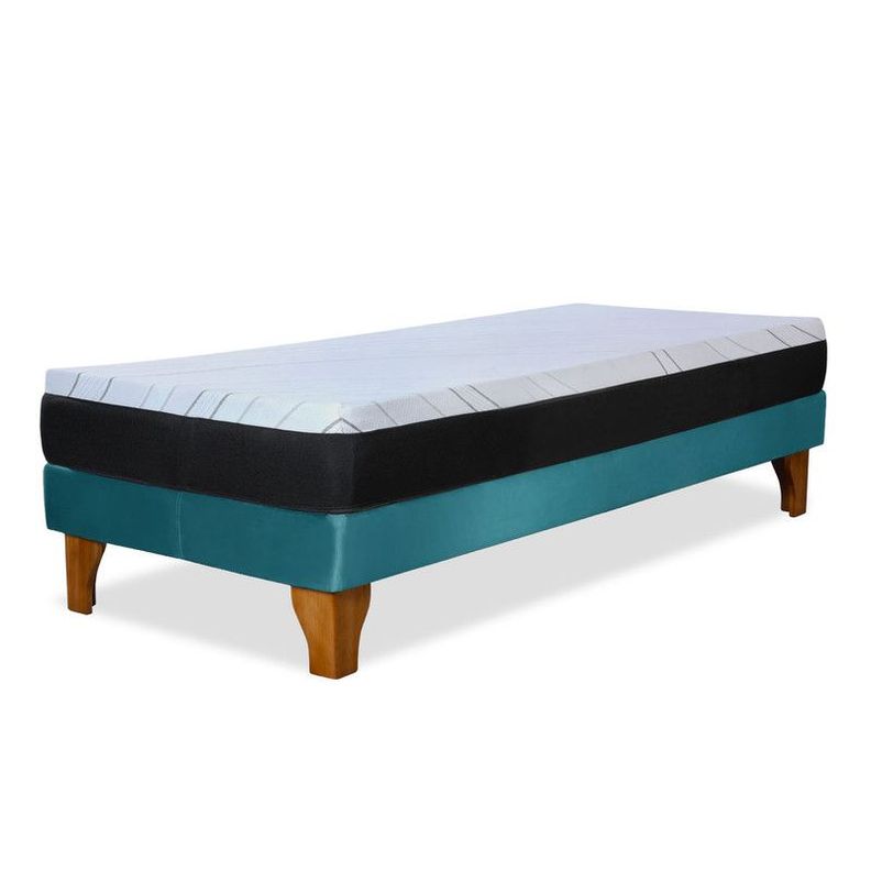 Cama Europea Zen Pro 1.5 Pza Tela Velvet Turquesa-3
