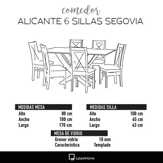 Juego De Comedor Alicante 6 Sillas Segovia Lino Gris Claro-4