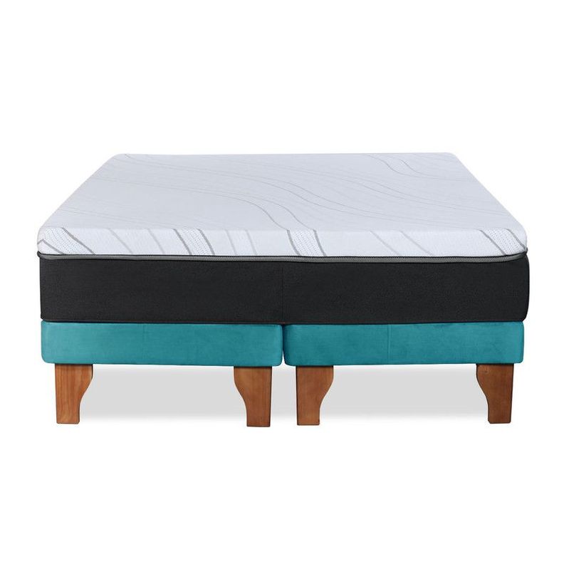 CAMA ZEN TOP FOAM VISCO TELA TURQUESA 2PZA-1