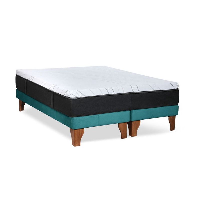 CAMA ZEN TOP FOAM VISCO TELA TURQUESA 2PZA-2