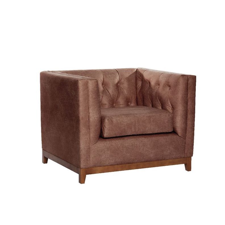 Sofa Roma 1 Cuerpo Capitoné Cuero Colorado Caramelo-1