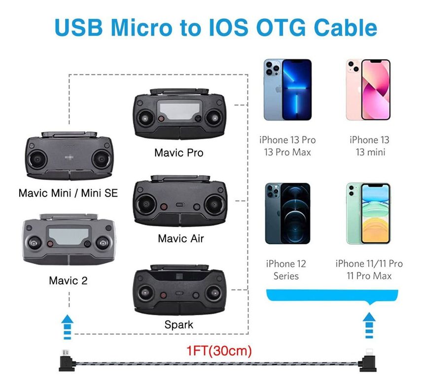 Cable Otg Tipo C A Lightning Para Dji Drone Rc Series Firme-1