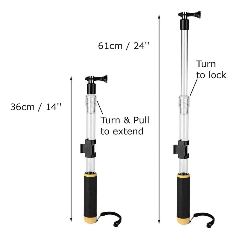 Baston Flotador Extensible Para Gopro 12 11 Max + Correa-1