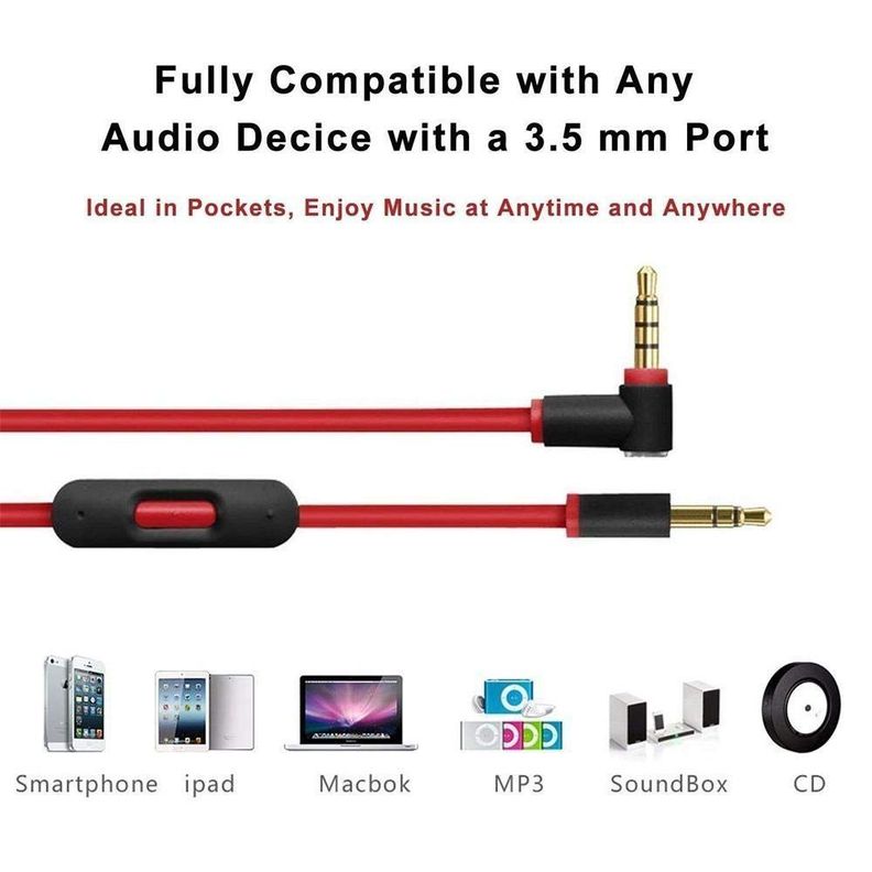 Cable Repuesto Auxiliar Con Microfono Para Audifonos Beats-5