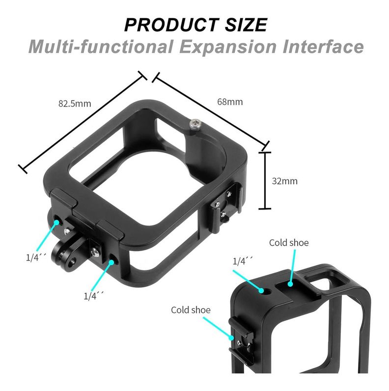 Carcasa Protectora Con Zapata Aluminio Para Gopro Max-1