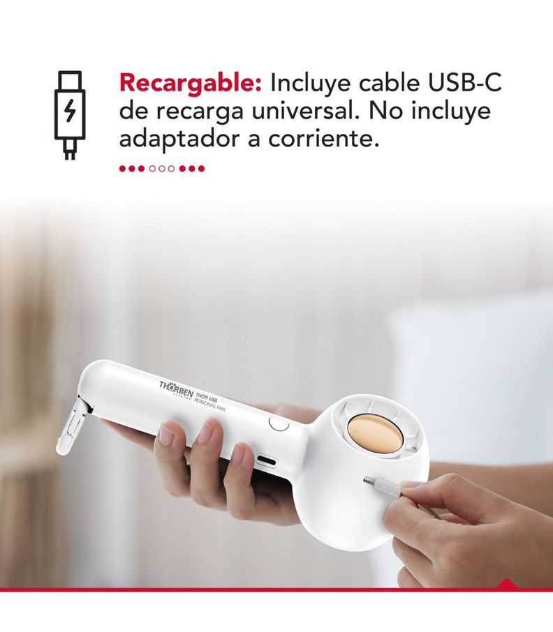 Ventilador Portátil Inalámbrico USB Thor USB Personal Fan White-4