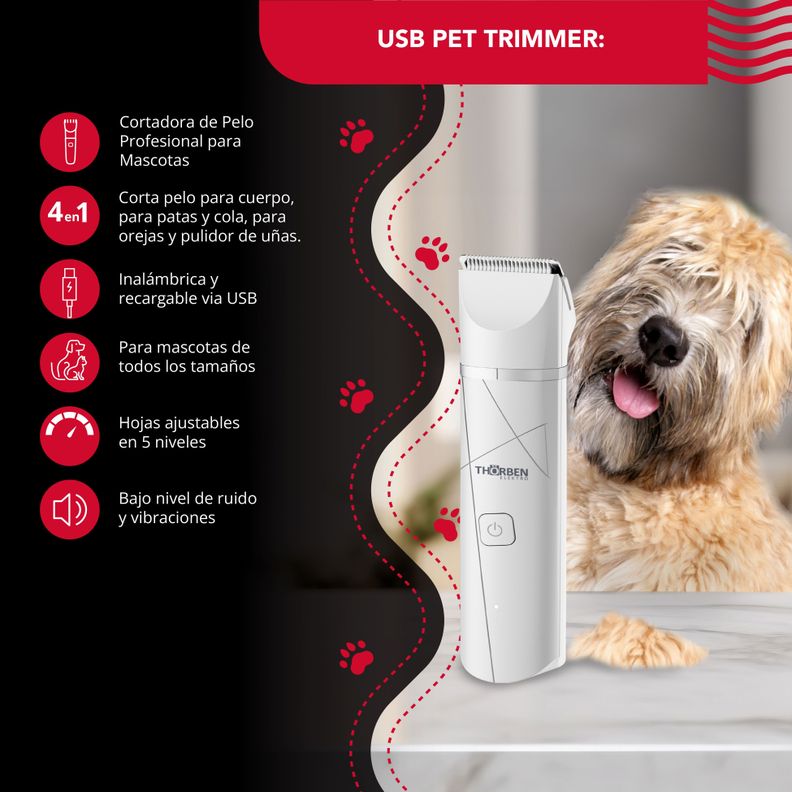 Cortapelo Cuerpo Completo Thor Cordless Usb Pet Trimmer 4En1-1
