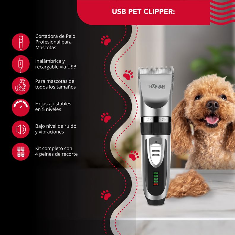 Máquina Corta Pelo Thor Cordless Usb Pet Clipper-1
