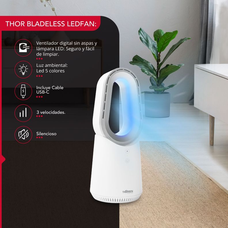 Ventilador Mesa Sin Aspas USB Thor Bladeless LedFan-1