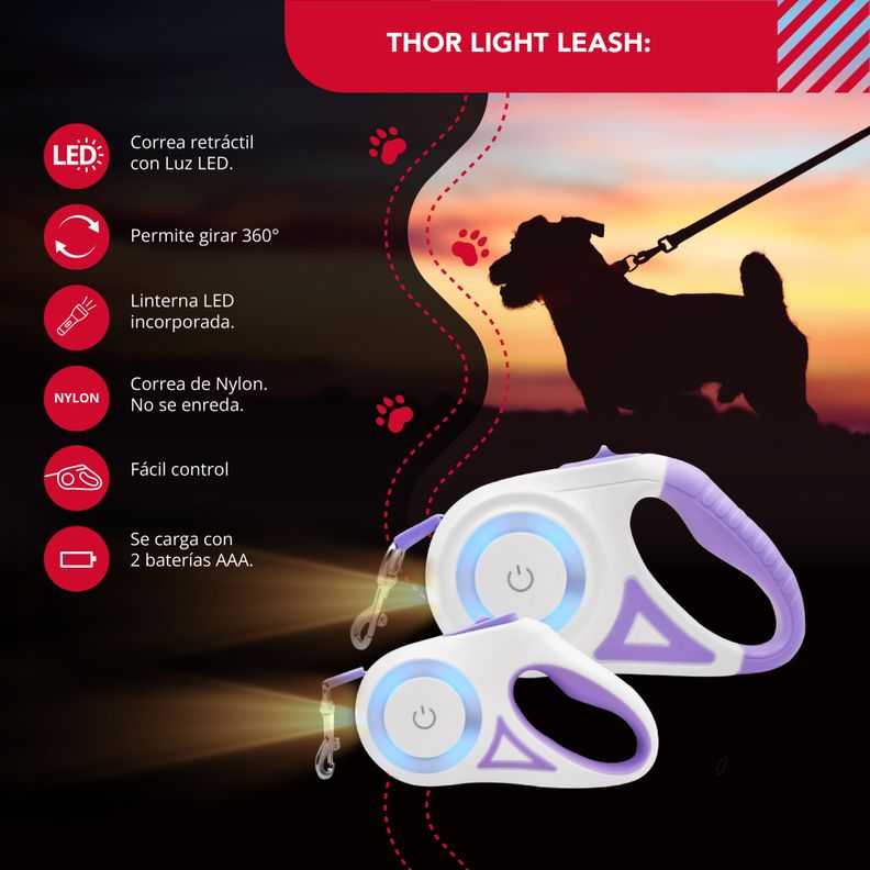 Correa Luminosa Thor Light Leash S-2