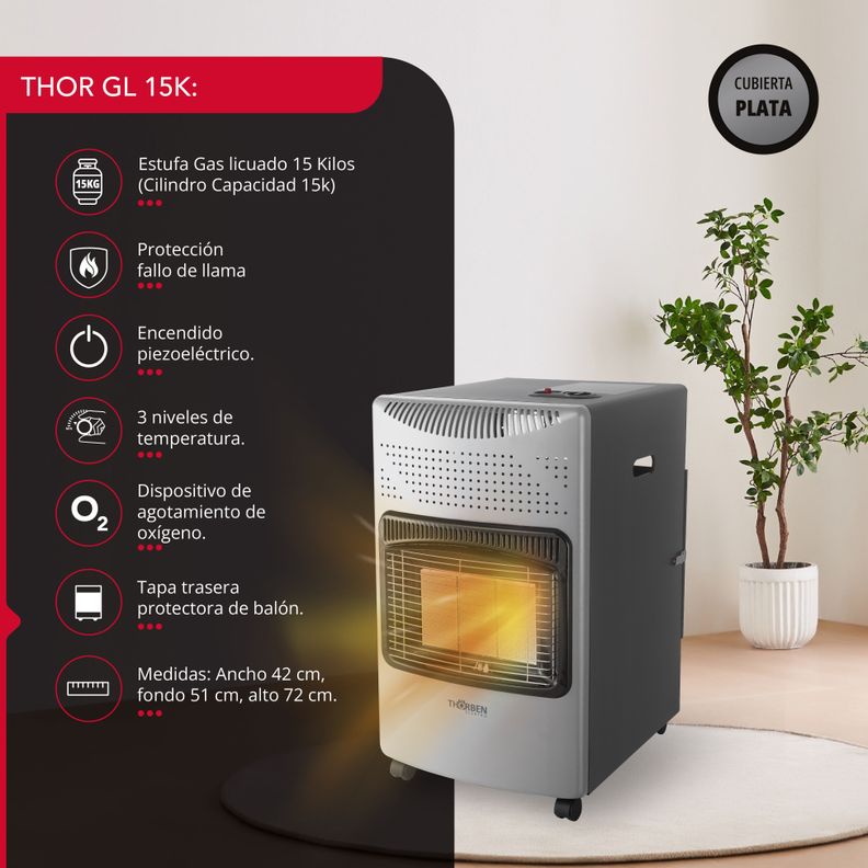 Estufa Gas 15L Thor GL 15K Plateada-1