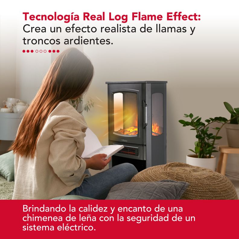 Chimenea Eléctrica 2 Potencias 2000W Thor FirePlace 3D Plus Negro-3